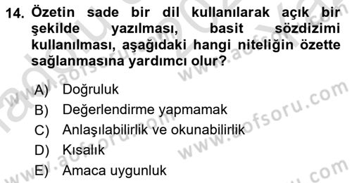 Halkla İlişkiler Araştırmaları Dersi 2025 - 2026 Yılı Yaz Okulu Sınav Soruları 14. Soru