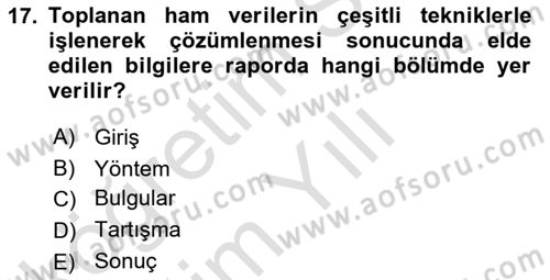 Halkla İlişkiler Araştırmaları Dersi 2025 - 2026 Yılı Yaz Okulu Sınav Soruları 17. Soru