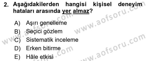 Halkla İlişkiler Araştırmaları Dersi 2025 - 2026 Yılı Yaz Okulu Sınav Soruları 2. Soru