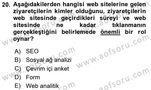 Halkla İlişkiler Araştırmaları Dersi 2025 - 2026 Yılı Yaz Okulu Sınav Soruları 20. Soru