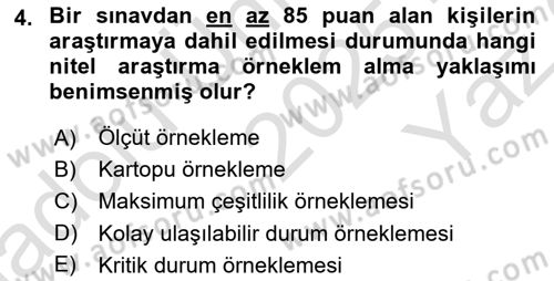 Halkla İlişkiler Araştırmaları Dersi 2025 - 2026 Yılı Yaz Okulu Sınav Soruları 4. Soru