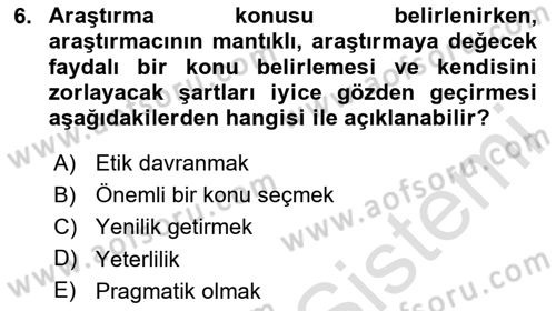 Halkla İlişkiler Araştırmaları Dersi 2025 - 2026 Yılı Yaz Okulu Sınav Soruları 6. Soru