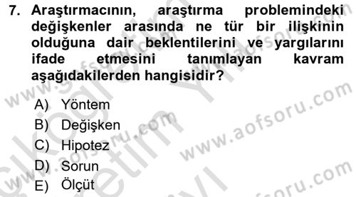 Halkla İlişkiler Araştırmaları Dersi 2025 - 2026 Yılı Yaz Okulu Sınav Soruları 7. Soru