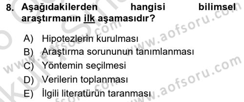 Halkla İlişkiler Araştırmaları Dersi 2025 - 2026 Yılı Yaz Okulu Sınav Soruları 8. Soru