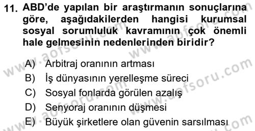 İtibar Yönetimi Dersi 2018 - 2019 Yılı 3 Ders Sınav Soruları 11. Soru