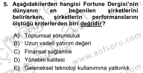 İtibar Yönetimi Dersi 2018 - 2019 Yılı 3 Ders Sınav Soruları 5. Soru
