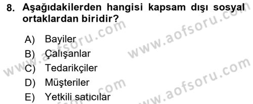 İtibar Yönetimi Dersi 2018 - 2019 Yılı 3 Ders Sınav Soruları 8. Soru