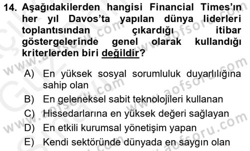 İtibar Yönetimi Dersi 2018 - 2019 Yılı (Vize) Ara Sınav Soruları 14. Soru