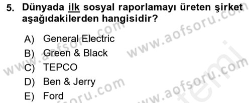 İtibar Yönetimi Dersi 2018 - 2019 Yılı (Vize) Ara Sınav Soruları 5. Soru