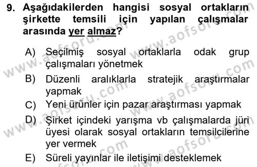İtibar Yönetimi Dersi 2018 - 2019 Yılı (Vize) Ara Sınav Soruları 9. Soru