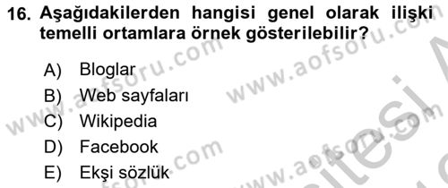İtibar Yönetimi Dersi 2018 - 2019 Yılı Yaz Okulu Sınav Soruları 16. Soru