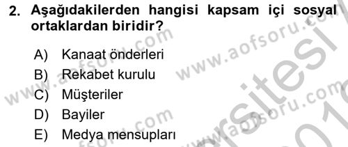 İtibar Yönetimi Dersi 2018 - 2019 Yılı Yaz Okulu Sınav Soruları 2. Soru