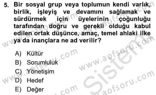 İtibar Yönetimi Dersi 2019 - 2020 Yılı (Vize) Ara Sınav Soruları 5. Soru