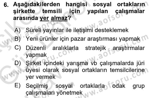 İtibar Yönetimi Dersi 2019 - 2020 Yılı (Vize) Ara Sınav Soruları 6. Soru
