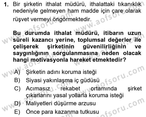 İtibar Yönetimi Dersi 2020 - 2021 Yılı Yaz Okulu Sınav Soruları 1. Soru