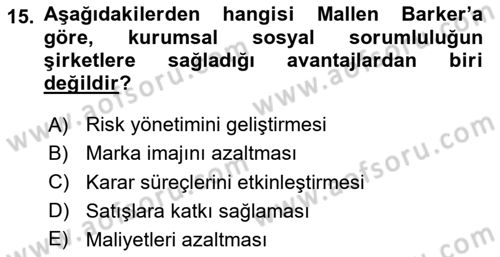 İtibar Yönetimi Dersi 2020 - 2021 Yılı Yaz Okulu Sınav Soruları 15. Soru