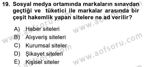 İtibar Yönetimi Dersi 2020 - 2021 Yılı Yaz Okulu Sınav Soruları 19. Soru
