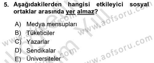 İtibar Yönetimi Dersi 2020 - 2021 Yılı Yaz Okulu Sınav Soruları 5. Soru