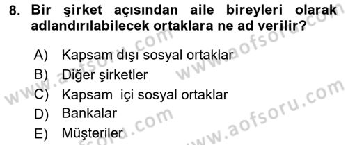 İtibar Yönetimi Dersi 2020 - 2021 Yılı Yaz Okulu Sınav Soruları 8. Soru