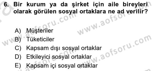 İtibar Yönetimi Dersi 2021 - 2022 Yılı (Vize) Ara Sınav Soruları 6. Soru
