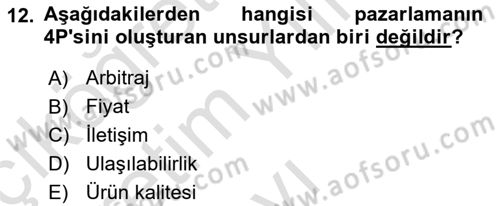 İtibar Yönetimi Dersi 2021 - 2022 Yılı Yaz Okulu Sınav Soruları 12. Soru
