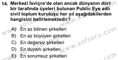 İtibar Yönetimi Dersi 2021 - 2022 Yılı Yaz Okulu Sınav Soruları 14. Soru
