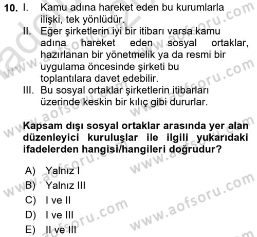 İtibar Yönetimi Dersi 2022 - 2023 Yılı (Vize) Ara Sınav Soruları 10. Soru