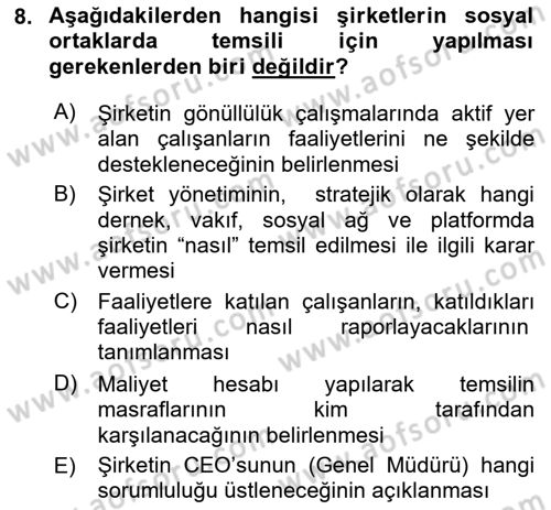 İtibar Yönetimi Dersi 2022 - 2023 Yılı (Vize) Ara Sınav Soruları 8. Soru