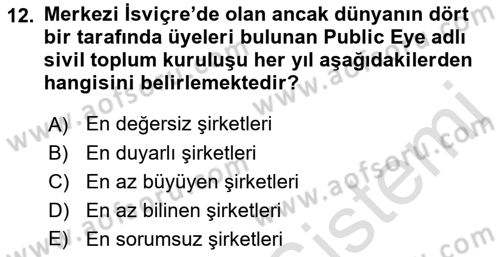 İtibar Yönetimi Dersi 2022 - 2023 Yılı Yaz Okulu Sınav Soruları 12. Soru