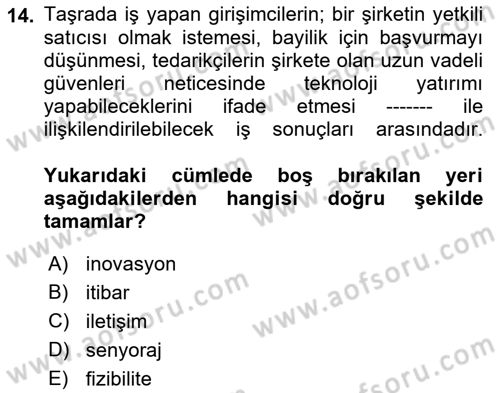 İtibar Yönetimi Dersi 2022 - 2023 Yılı Yaz Okulu Sınav Soruları 14. Soru