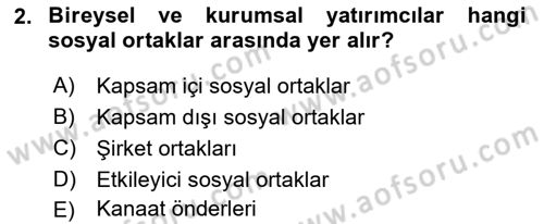 İtibar Yönetimi Dersi 2022 - 2023 Yılı Yaz Okulu Sınav Soruları 2. Soru