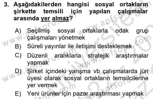 İtibar Yönetimi Dersi 2022 - 2023 Yılı Yaz Okulu Sınav Soruları 3. Soru