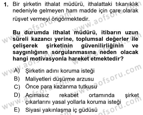 İtibar Yönetimi Dersi 2023 - 2024 Yılı (Vize) Ara Sınav Soruları 1. Soru
