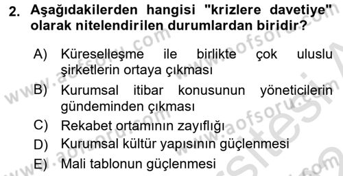 İtibar Yönetimi Dersi 2023 - 2024 Yılı (Vize) Ara Sınav Soruları 2. Soru