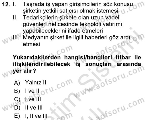 İtibar Yönetimi Dersi 2023 - 2024 Yılı Yaz Okulu Sınav Soruları 12. Soru