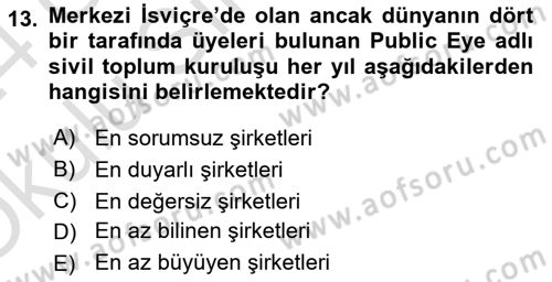 İtibar Yönetimi Dersi 2023 - 2024 Yılı Yaz Okulu Sınav Soruları 13. Soru