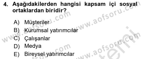 İtibar Yönetimi Dersi 2023 - 2024 Yılı Yaz Okulu Sınav Soruları 4. Soru