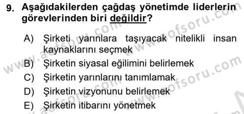İtibar Yönetimi Dersi 2023 - 2024 Yılı Yaz Okulu Sınav Soruları 9. Soru