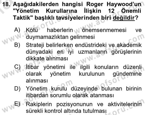 İtibar Yönetimi Dersi 2024 - 2025 Yılı (Vize) Ara Sınav Soruları 18. Soru