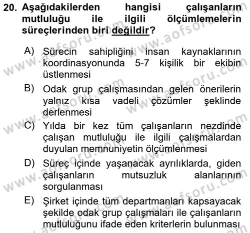 İtibar Yönetimi Dersi 2024 - 2025 Yılı (Vize) Ara Sınav Soruları 20. Soru