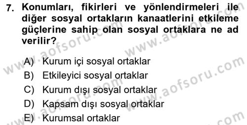 İtibar Yönetimi Dersi 2024 - 2025 Yılı (Vize) Ara Sınav Soruları 7. Soru
