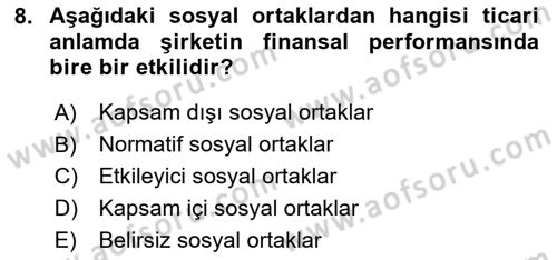 İtibar Yönetimi Dersi 2024 - 2025 Yılı (Vize) Ara Sınav Soruları 8. Soru