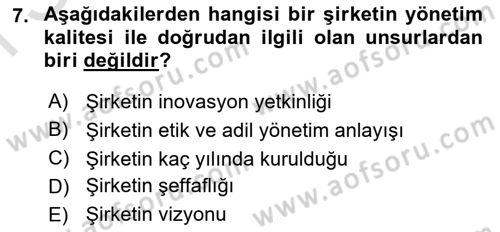 İtibar Yönetimi Dersi 2024 - 2025 Yılı (Final) Dönem Sonu Sınav Soruları 7. Soru