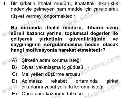 İtibar Yönetimi Dersi 2024 - 2025 Yılı Yaz Okulu Sınav Soruları 1. Soru
