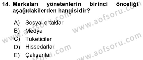 İtibar Yönetimi Dersi 2024 - 2025 Yılı Yaz Okulu Sınav Soruları 14. Soru