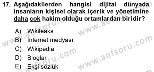 İtibar Yönetimi Dersi 2024 - 2025 Yılı Yaz Okulu Sınav Soruları 17. Soru
