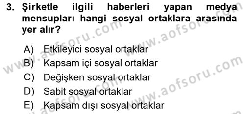 İtibar Yönetimi Dersi 2024 - 2025 Yılı Yaz Okulu Sınav Soruları 3. Soru