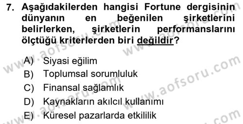İtibar Yönetimi Dersi 2024 - 2025 Yılı Yaz Okulu Sınav Soruları 7. Soru
