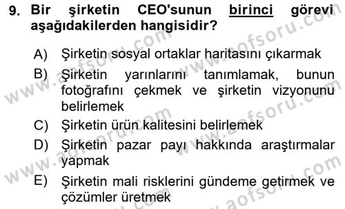 İtibar Yönetimi Dersi 2024 - 2025 Yılı Yaz Okulu Sınav Soruları 9. Soru