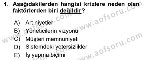 İtibar Yönetimi Dersi 2025 - 2026 Yılı (Vize) Ara Sınav Soruları 1. Soru